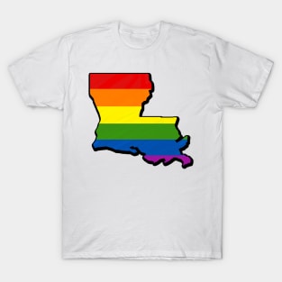 Rainbow Louisiana Outline T-Shirt